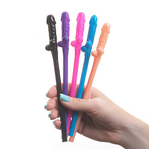 Трубочки коктейльные в виде члена "18+" (5 штук)